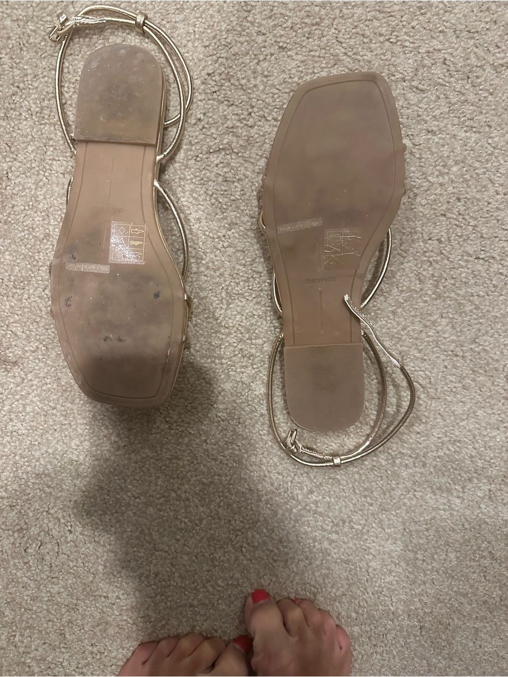 Dolce Vita Stella Metallic Gold Strappy Sandals - Picture 2 of 3